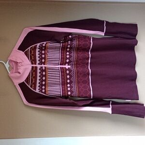 Kari Taraa Wool Blend Bergundy Pink Winter Athletic 3/4 Zip Baselayer Size L